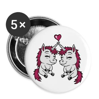 2 Unicorn Friends Love - Buttons large 2.2''/56 mm (5-pack) - white - Front