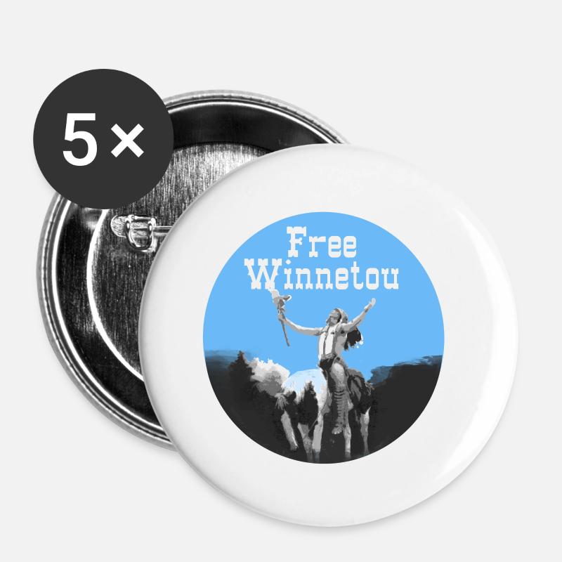 free winnetou,winnetou,indian,chief - Buttons large 2.2''/56 mm (5-pack) - white