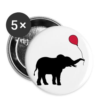 Cadeau d’éléphant ballon rouge - Lot de 5 grands badges (56 mm) - blanc - Devant