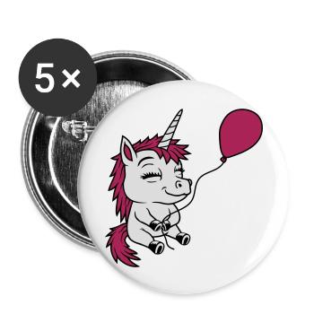 Happy Balloon Unicorn Comic - Buttons large 2.2''/56 mm (5-pack) - white - Front