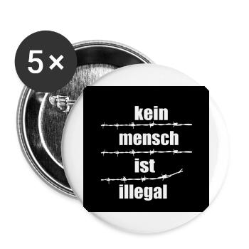 Kein Mensch ist illegal - Buttons groß 56 mm (5er Pack) - Weiß - Vorne