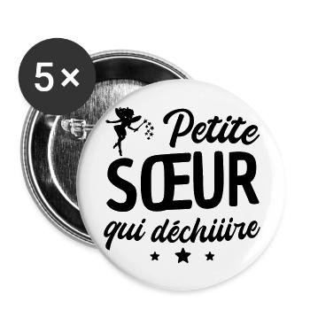 Petite sœur qui déchire - Lot de 5 grands badges (56 mm) - blanc - Devant