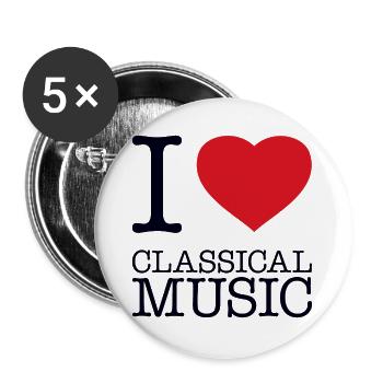 J’AIME LA MUSIQUE CLASSIQUE Klassische Musik - Lot de 5 grands badges (56 mm) - blanc - Devant