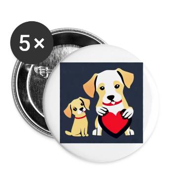 amour chien affection illustration amoureux chien amoureux - Lot de 5 grands badges (56 mm) - blanc - Devant