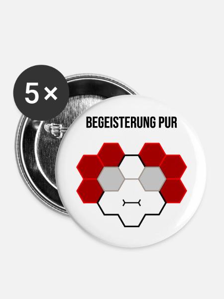 Begeisterung pur - Buttons groß 56 mm (5er Pack) - Weiß