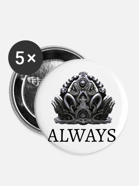 "IMMER" Königin Elizabeth - Buttons groß 56 mm (5er Pack) - Weiß