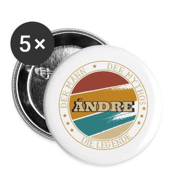 ANDRE DER MAN DER MYTHOS DIE LEGENDE - Buttons groß 56 mm (5er Pack) - Weiß - Vorne