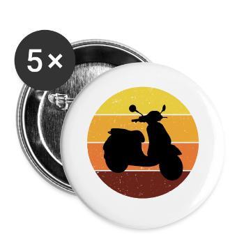 Scooter Rider Scootering Motorcycle Vintage Retro - Buttons large 2.2''/56 mm (5-pack) - white - Front