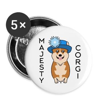 Majesty Corgi - Buttons large 2.2''/56 mm (5-pack) - white - Front