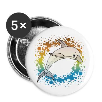Delfin - Buttons groß 56 mm (5er Pack) - Weiß - Vorne
