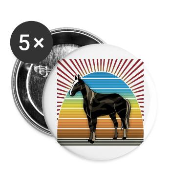 Pferd - Buttons groß 56 mm (5er Pack) - Weiß - Vorne
