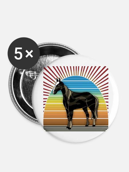 Pferd - Buttons groß 56 mm (5er Pack) - Weiß