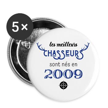 Anniversaire chasseur 2009 - Lot de 5 grands badges (56 mm) - blanc - Devant