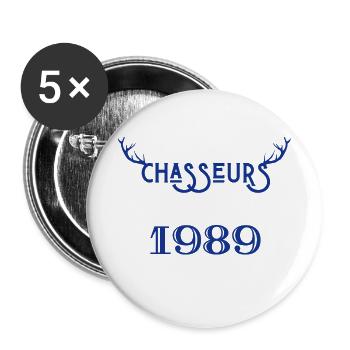Anniversaire chasseur 1989 - Lot de 5 grands badges (56 mm) - blanc - Devant