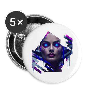 Demon Neon Göttin - Buttons groß 56 mm (5er Pack) - Weiß - Vorne
