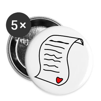 Bonne Saint-Valentin Lettre d’amour / Lettre d’amour #LOVE - Lot de 5 grands badges (56 mm) - blanc - Devant