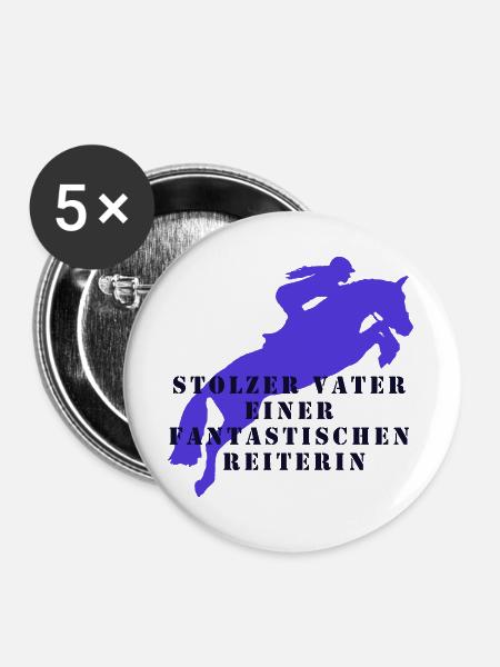 stolzer Vater einer fantastischen Reiterin - Buttons groß 56 mm (5er Pack) - Weiß