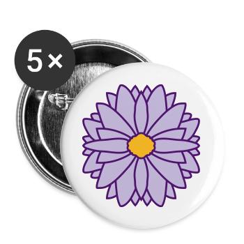 Runde Hübsche Blume Design - Buttons groß 56 mm (5er Pack) - Weiß - Vorne