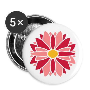Rote Hübsche Blume Design - Buttons groß 56 mm (5er Pack) - Weiß - Vorne