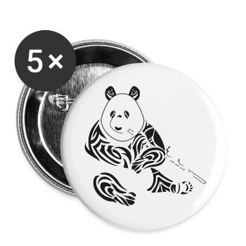 Stammes-Panda - Buttons groß 56 mm (5er Pack) - Weiß - Vorne