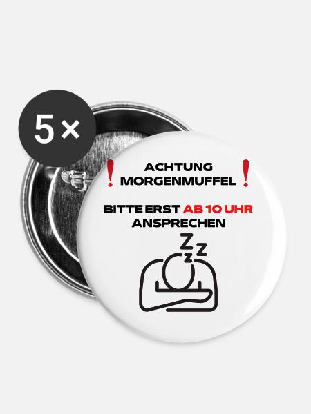 Morgenmuffel - Buttons groß 56 mm (5er Pack) - Weiß