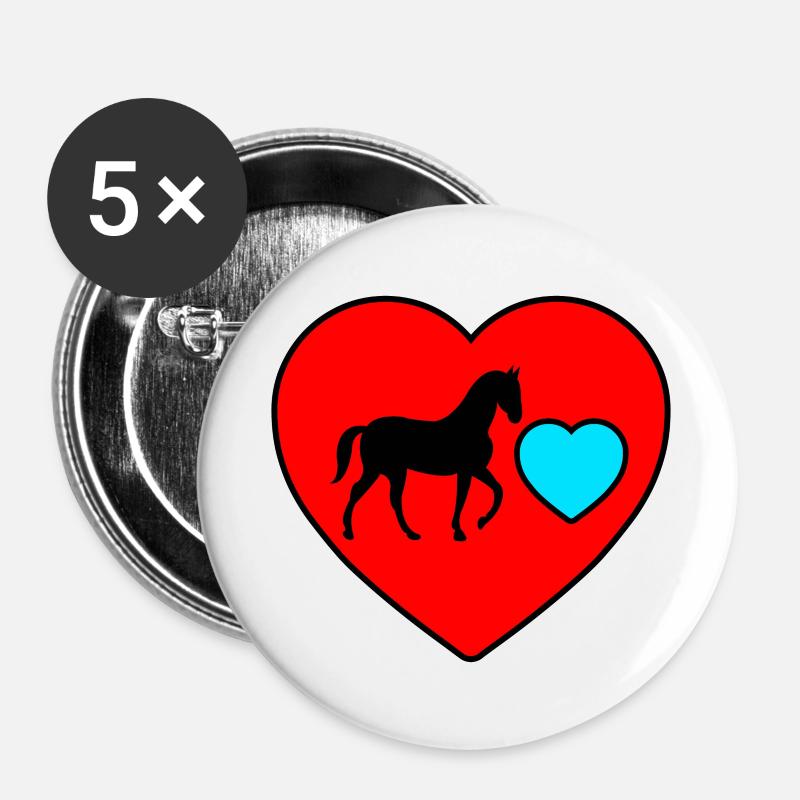 Horse - Buttons large 2.2''/56 mm (5-pack) - white