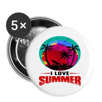 I love Summer - Buttons groß 56 mm (5er Pack) - Weiß - Vorne