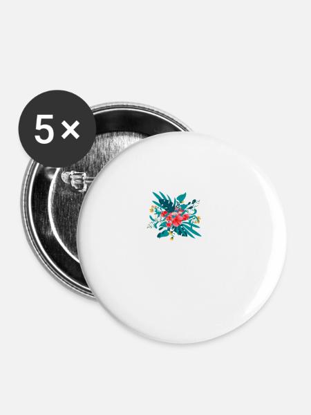 Buchstabe K geblümt - Buttons groß 56 mm (5er Pack) - Weiß