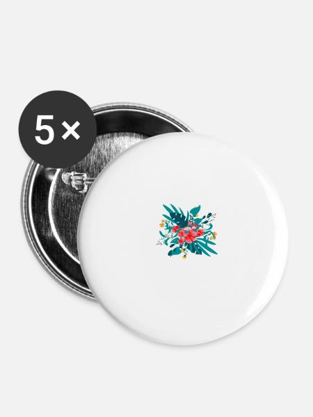 Buchstabe P blumig - Buttons groß 56 mm (5er Pack) - Weiß