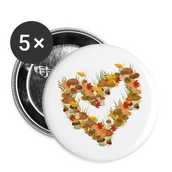 mushroom picking autumn nature mushroom picker naturefriend - Buttons large 2.2''/56 mm (5-pack) - white - Front
