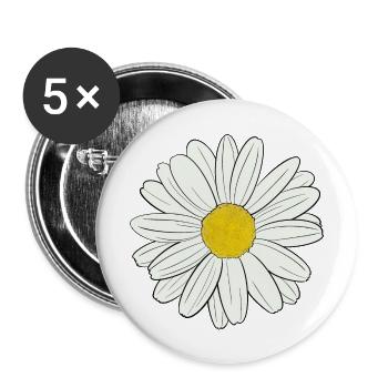 Gänseblümchen - Buttons groß 56 mm (5er Pack) - Weiß - Vorne