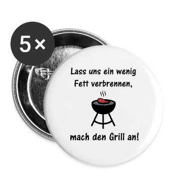 Lass uns ein wenig Fett verbrennen - Buttons groß 56 mm (5er Pack) - Weiß - Vorne