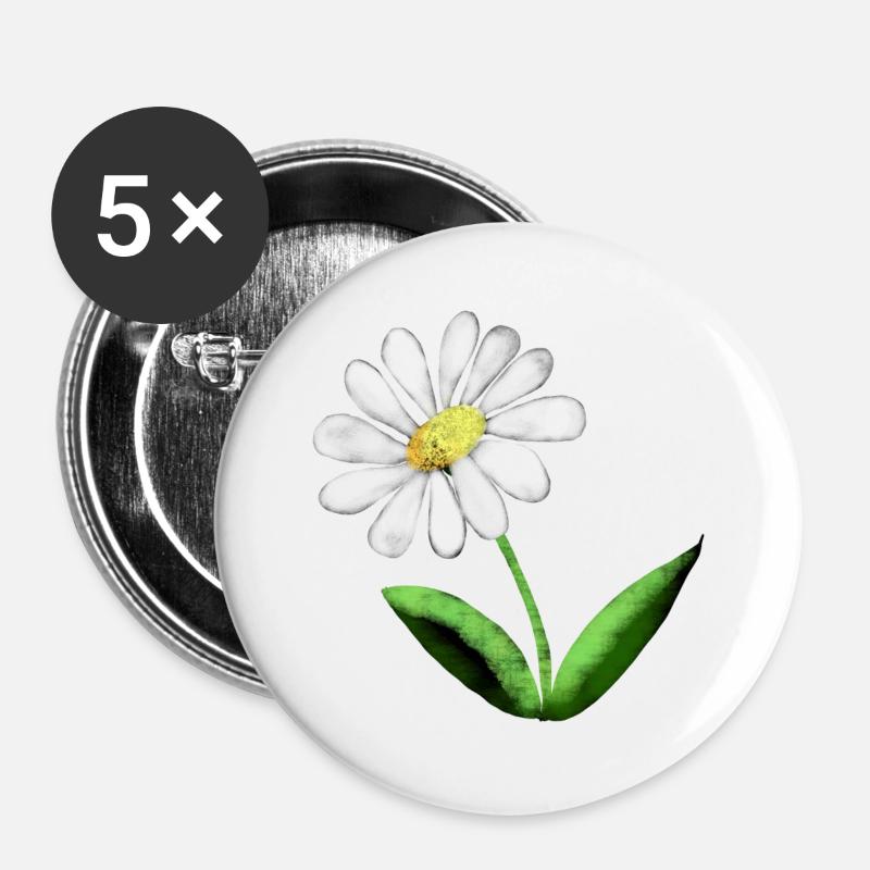 Fière Marguerite - Lot de 5 grands badges (56 mm) - blanc
