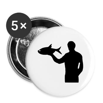 Pêche - Lot de 5 grands badges (56 mm) - blanc - Devant