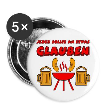 Grillen - Buttons groß 56 mm (5er Pack) - Weiß - Vorne