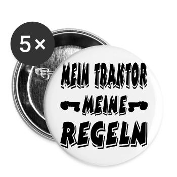 Traktor - Buttons groß 56 mm (5er Pack) - Weiß - Vorne