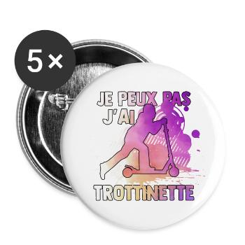 je peux j'ai trottinette watercolor - Lot de 5 grands badges (56 mm) - blanc - Devant