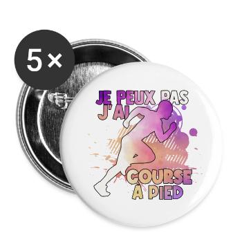Je Peux Pas J ai course a pied water color - Lot de 5 grands badges (56 mm) - blanc - Devant