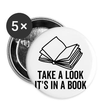Take a Look It's in a Book - Buttons large 2.2''/56 mm (5-pack) - white - Front