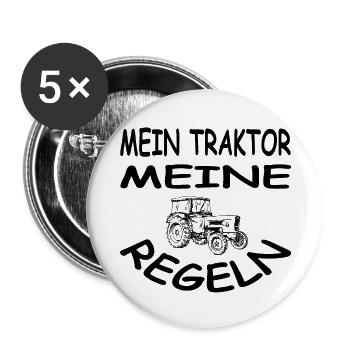 Traktor - Buttons groß 56 mm (5er Pack) - Weiß - Vorne