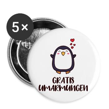 Pinguin Herz Süß Statement Tier Vogel Arktis - Buttons groß 56 mm (5er Pack) - Weiß - Vorne