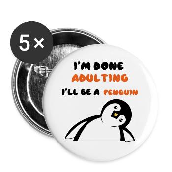 Süß Pinguin Statement Zoo Tier Vogel - Buttons groß 56 mm (5er Pack) - Weiß - Vorne