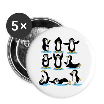 Cool Ice Skating Penguin Arctic Ice Animal Bird - Buttons large 2.2''/56 mm (5-pack) - white - Front