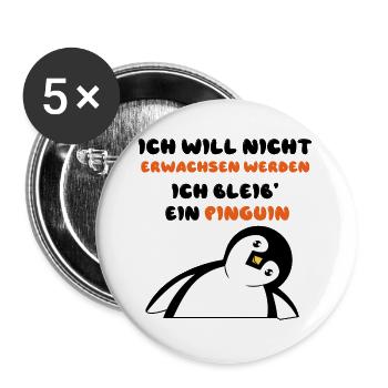 Vogel Statement Süß Pinguin Tier Zoo - Buttons groß 56 mm (5er Pack) - Weiß - Vorne
