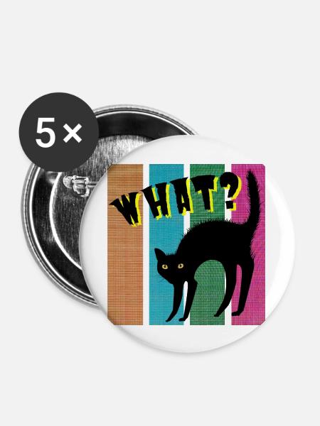 What? cat - Buttons groß 56 mm (5er Pack) - Weiß