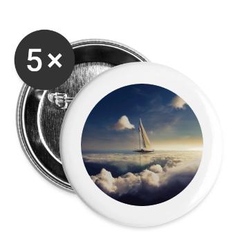 Schiff mit Wolken - Buttons groß 56 mm (5er Pack) - Weiß - Vorne