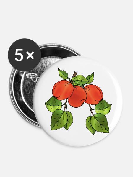 Äpfel - Buttons groß 56 mm (5er Pack) - Weiß