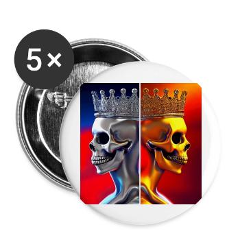 King and Queen Skull Faces - Buttons large 2.2''/56 mm (5-pack) - white - Front