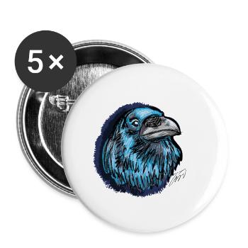 The Blue Raven, Animal Gifts - Buttons large 2.2''/56 mm (5-pack) - white - Front