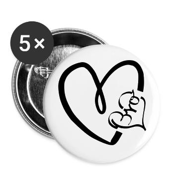 Bro im Herz - Buttons groß 56 mm (5er Pack) - Weiß - Vorne